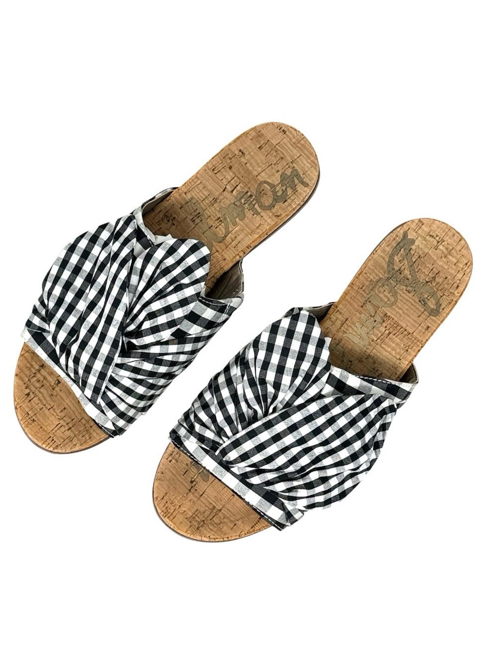 Sam Edelman Black & White Gingham Slide Sandals